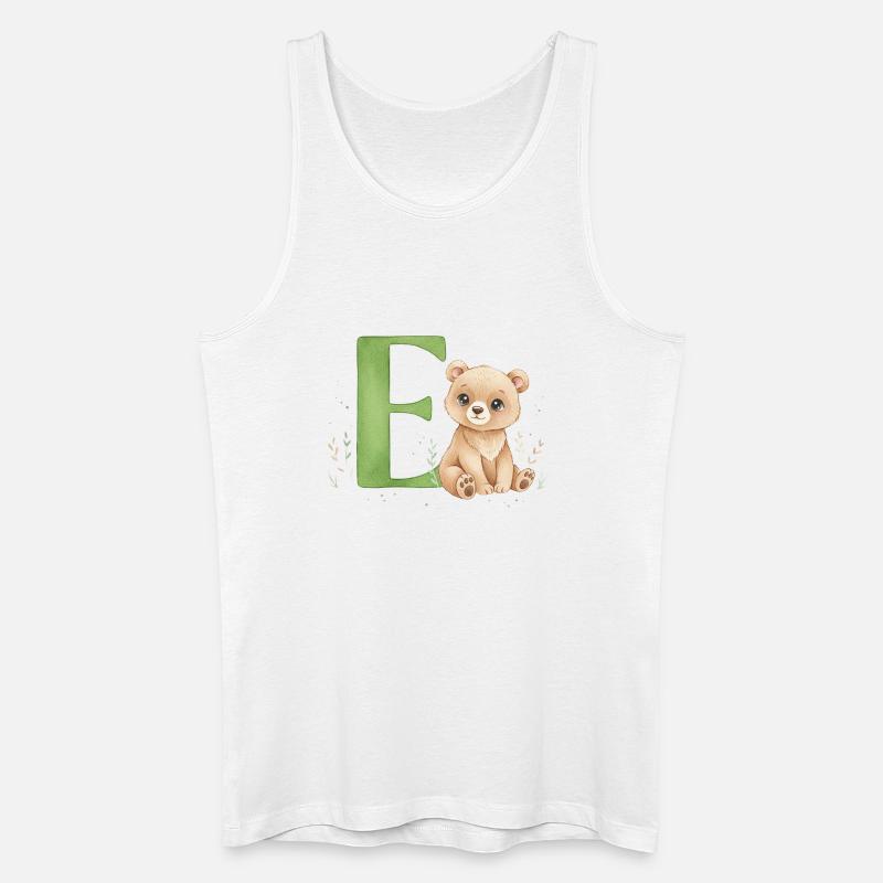 E mit Teddy: Verspielter Buchstabe E - Männer Bio Tank Top - Weiß