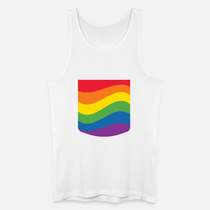 Rainbow Wave Pride Flag Minimal Design - Männer Bio Tank Top - Weiß
