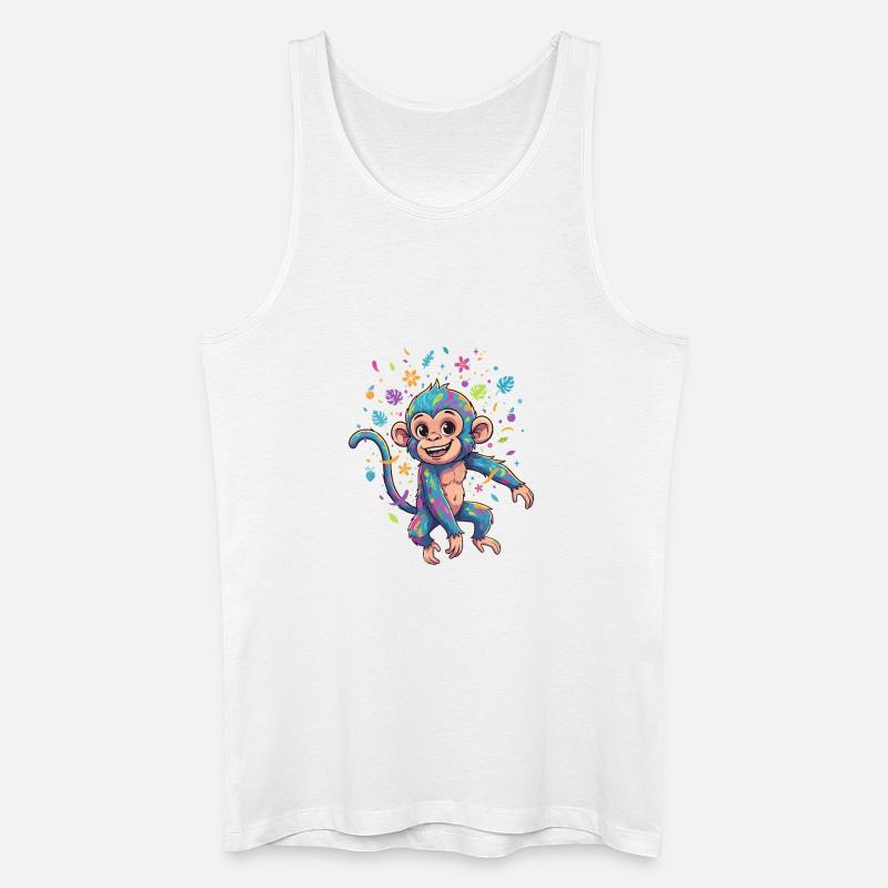 Bunter Farbaffe Spritzbild - Männer Bio Tank Top - Weiß