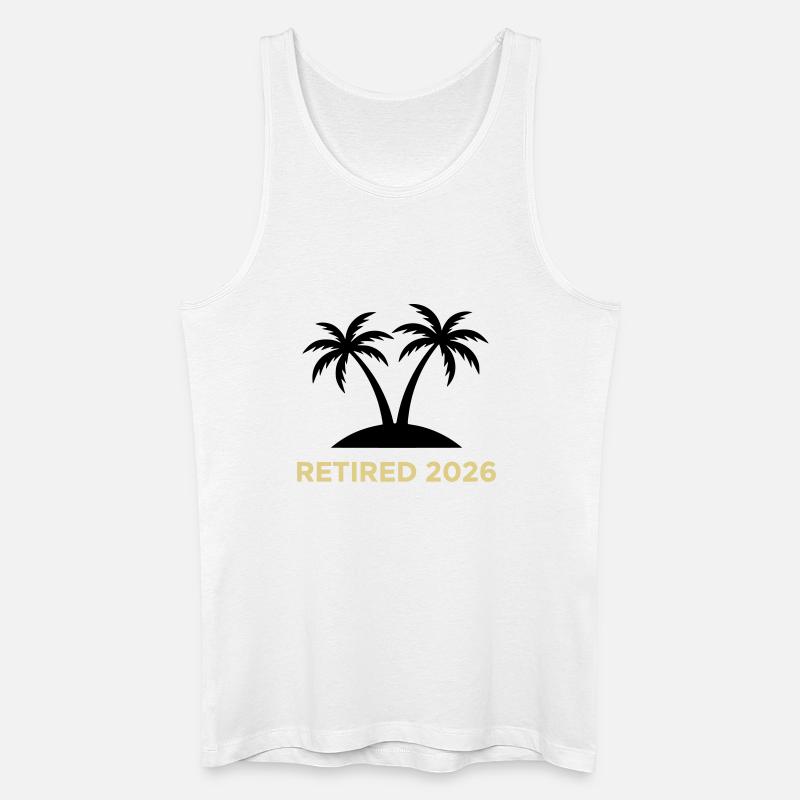 Retired 2026 Rente Palmen Logo - Männer Bio Tank Top - Weiß