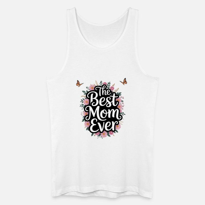Best Mom Ever Floral Script - Men’s Organic Tank Top - white