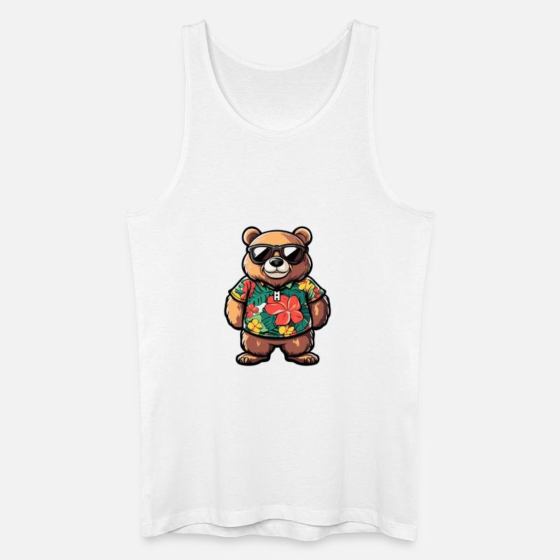 Bär Comic Urlaub - Männer Bio Tank Top - Weiß