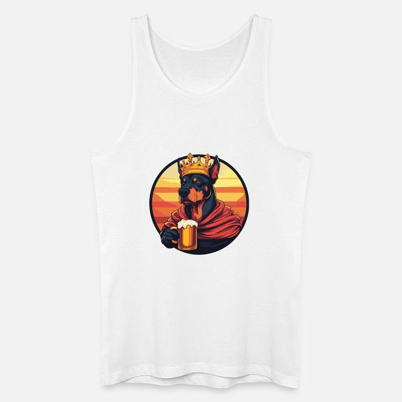 Dobermann Hund Bier Lustig - Männer Bio Tank Top - Weiß