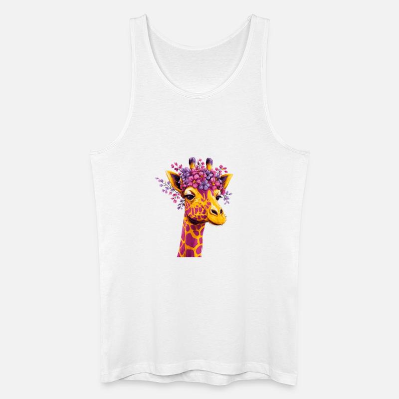 Giraffe Blütenkrone Farbexplosion - Männer Bio Tank Top - Weiß