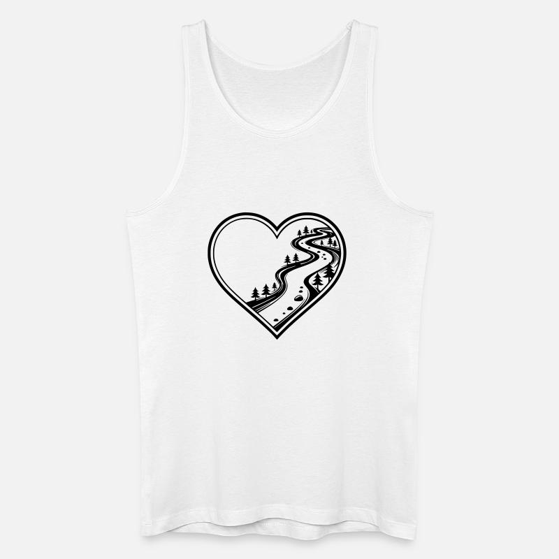 Personalisiebares Herz mit Wald-, Wanderpfad - Männer Bio Tank Top - Weiß