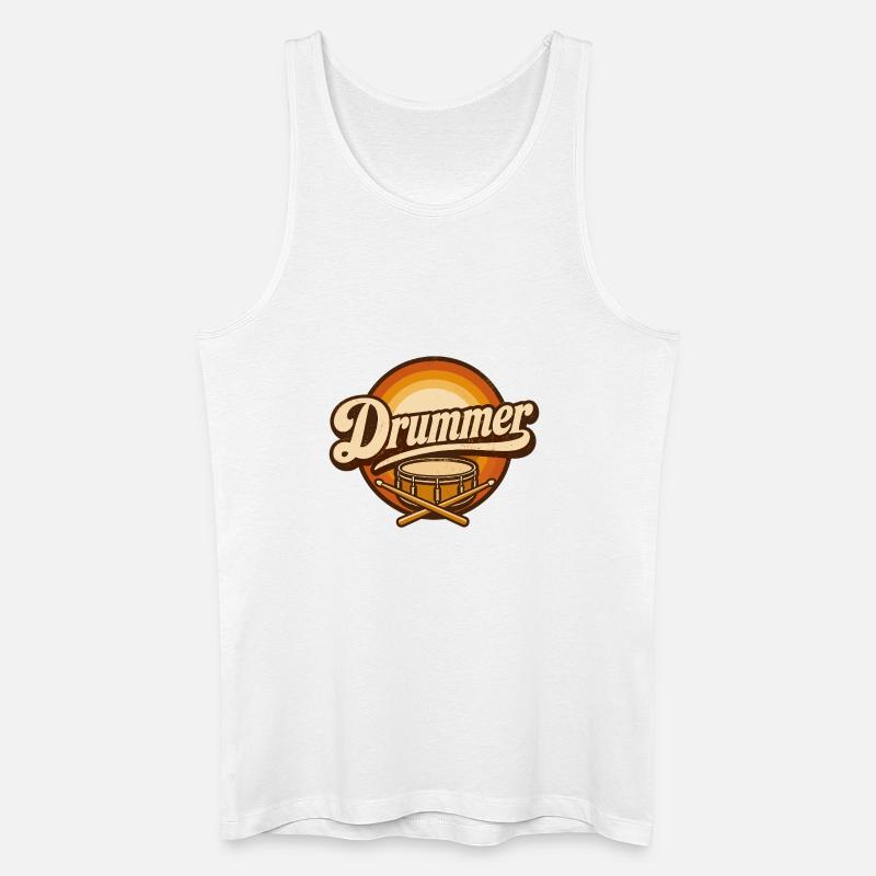 Drummer Retro-Logo mit Trommel - Männer Bio Tank Top - Weiß