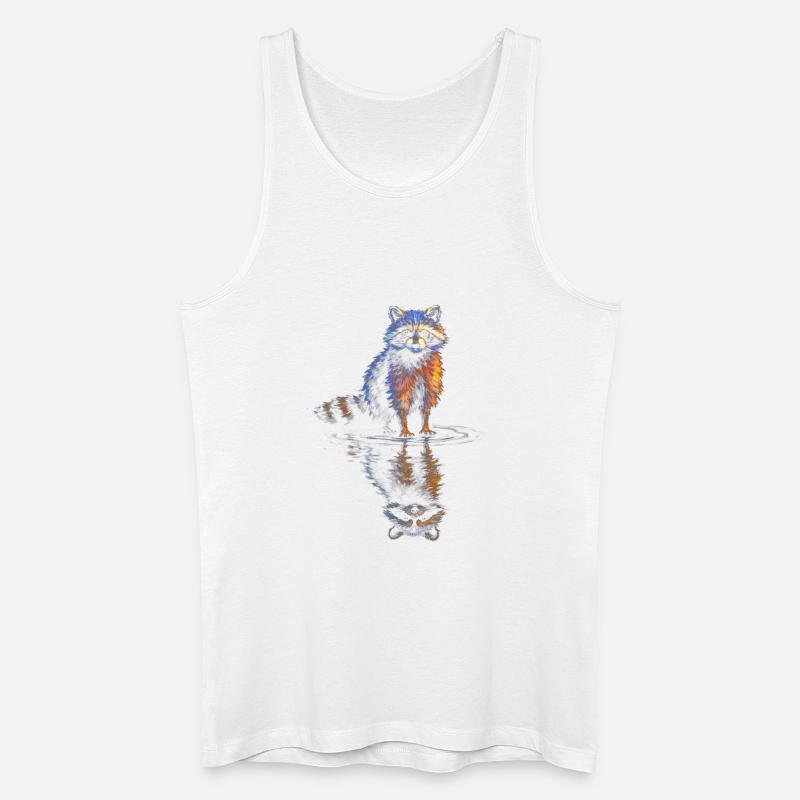 Wasserreflexion Waschbär – Farbenspiel - Männer Bio Tank Top - Weiß