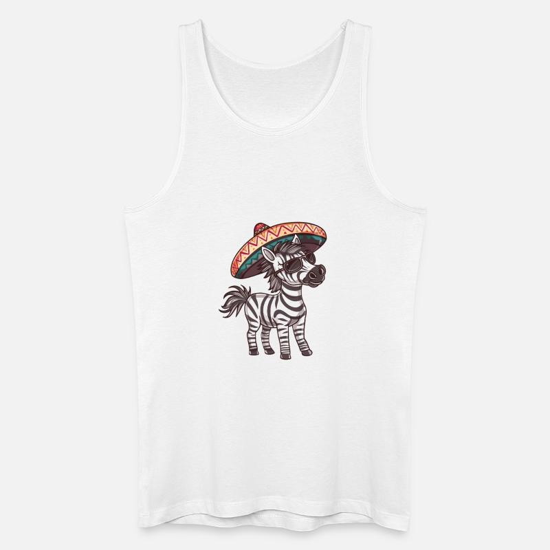 Zebra Comic Lustig Sombrero - Männer Bio Tank Top - Weiß