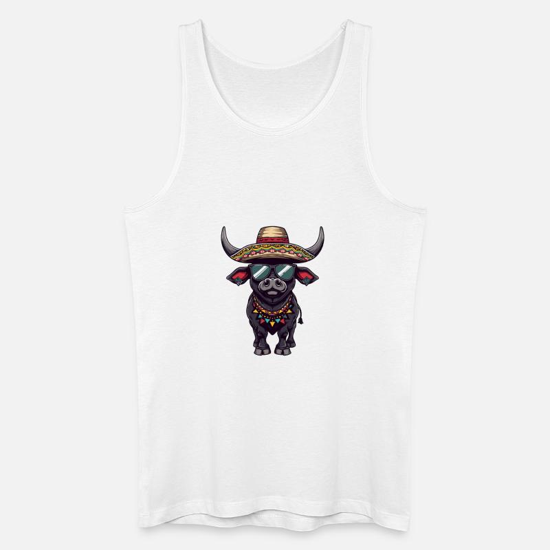 Stier Comic Lustig Sombrero - Männer Bio Tank Top - Weiß