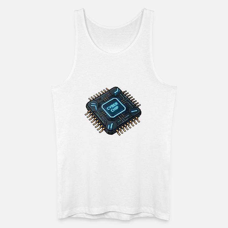 Cyberchip Neon Circuit - Männer Bio Tank Top - Weiß