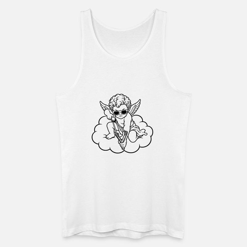 Wütender Cherub mit Steinschleuder - Männer Bio Tank Top - Weiß