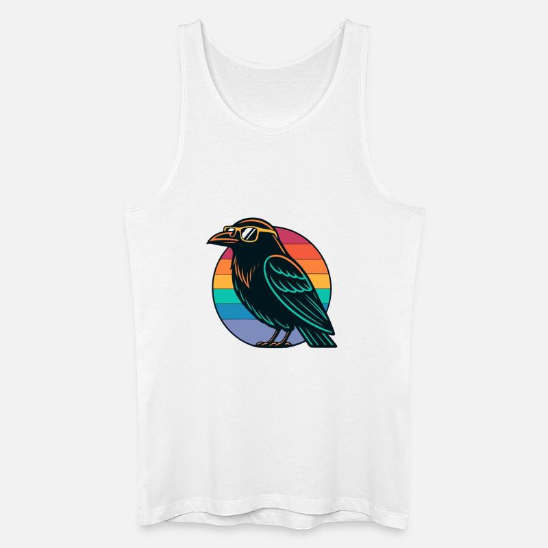 Retro Rainbow Raven - Männer Bio Tank Top - Weiß