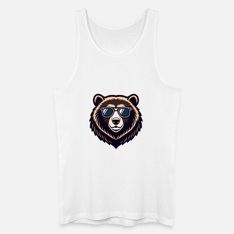 Cooler Bär mit Brille - Männer Bio Tank Top - Weiß