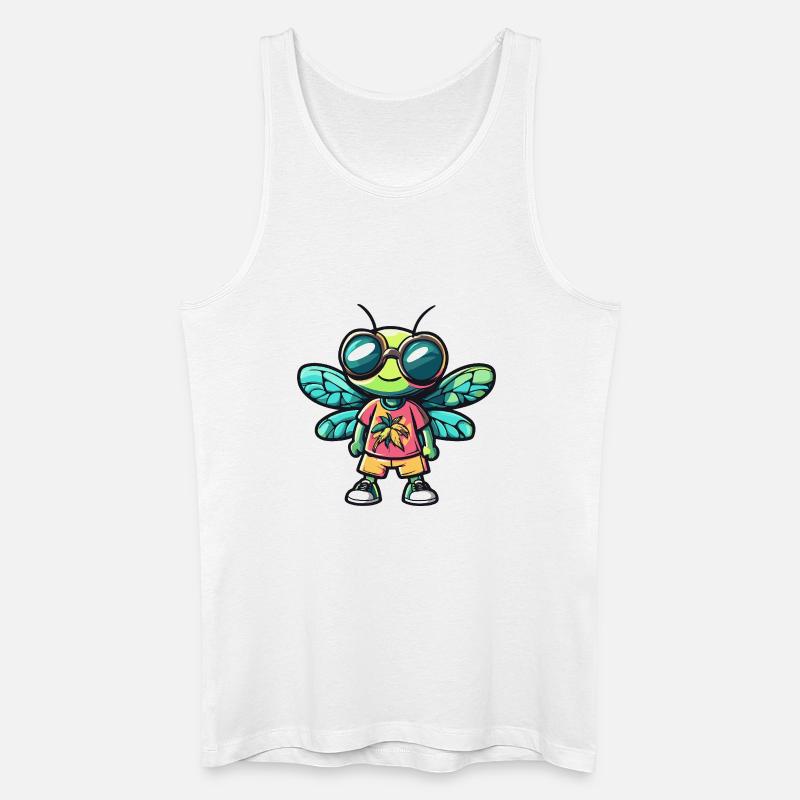 Libelle Comic Urlaub - Männer Bio Tank Top - Weiß