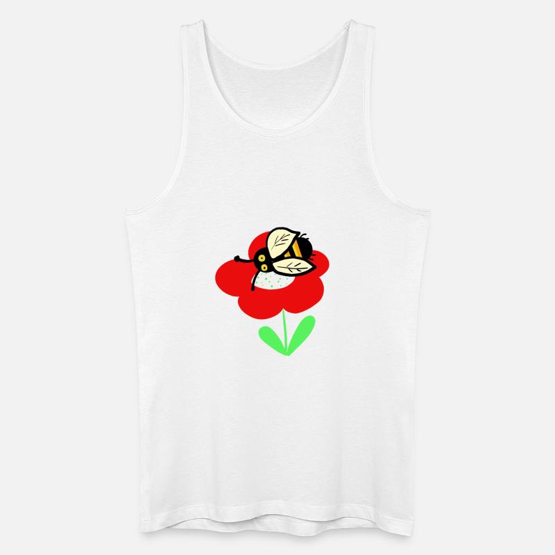 Rote Blume mit putzigen Bienchen - Männer Bio Tank Top - Weiß