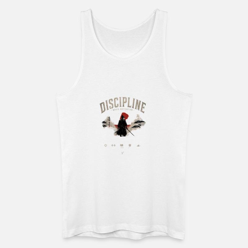 Disziplin Samurai Motivationen - Männer Bio Tank Top - Weiß