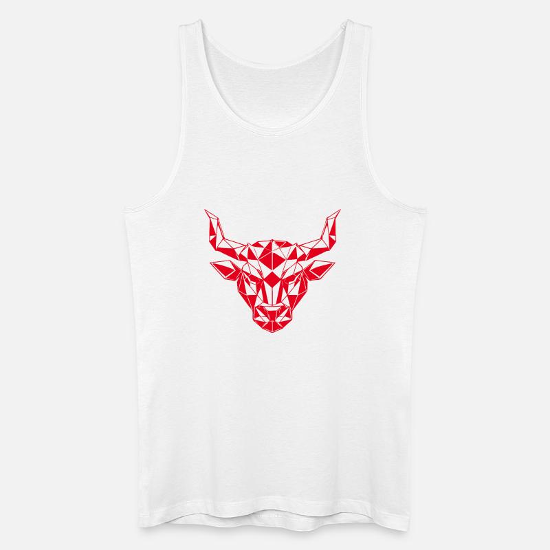 Roter Low-Poly Stierkopf - Männer Bio Tank Top - Weiß