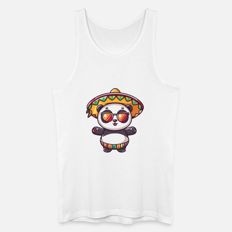 Panda Comic Lustig Sombrero - Männer Bio Tank Top - Weiß