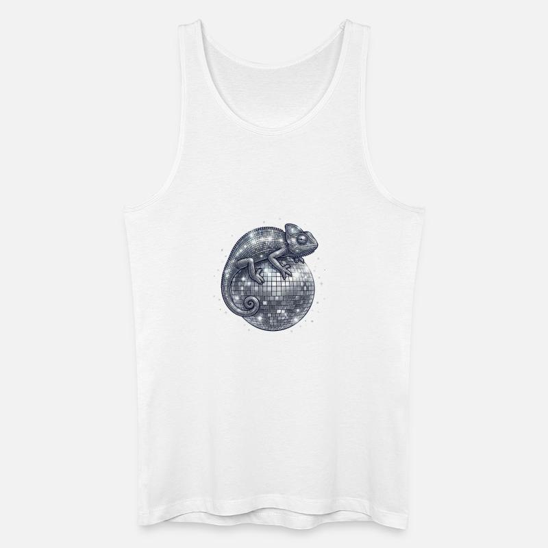 Chamäleon auf der Discokugel - Männer Bio Tank Top - Weiß
