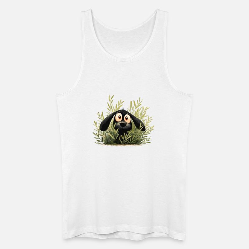 Hund im Gebüsch Waldpfiff - Männer Bio Tank Top - Weiß