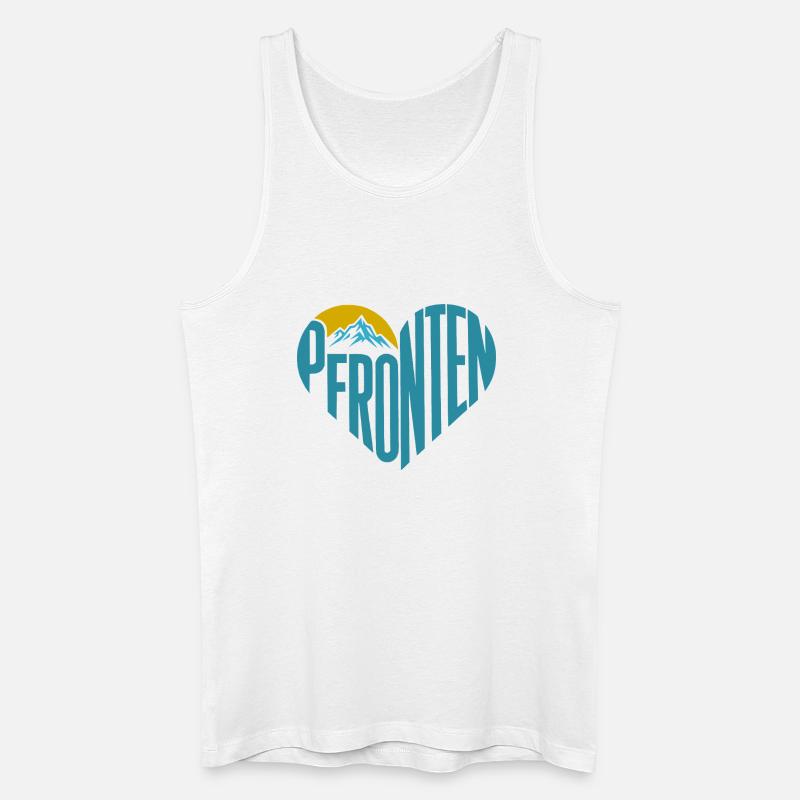 Pfronten Bergsilhouette Herz-Typografie - Männer Bio Tank Top - Weiß