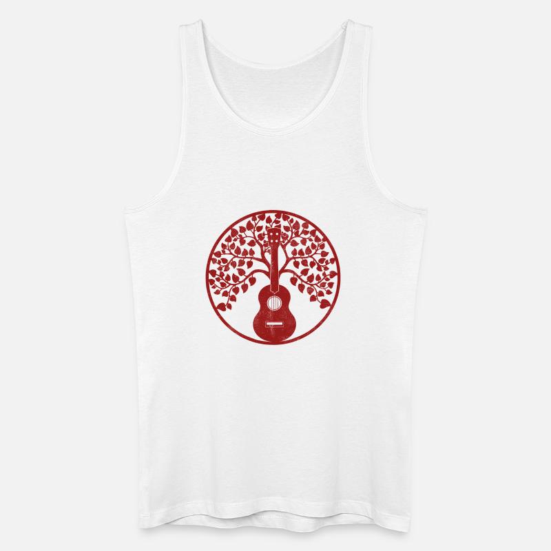 Ukulele tree mandala red - Männer Bio Tank Top - Weiß