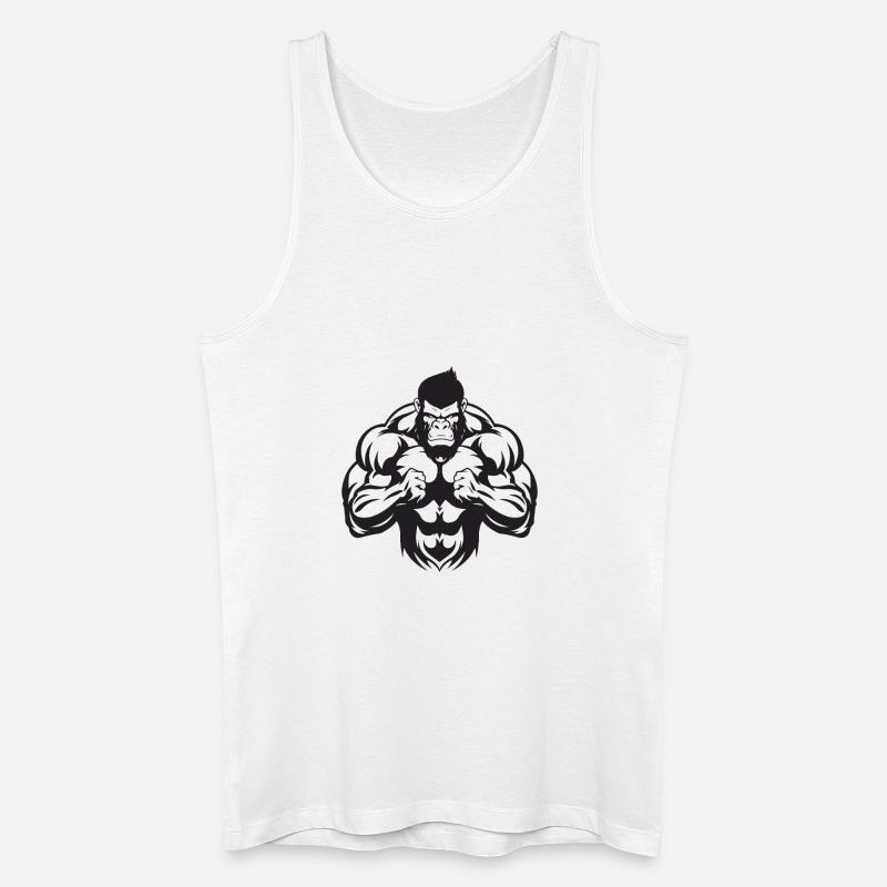 Gorilla Bodybuilding - Männer Bio Tank Top - Weiß