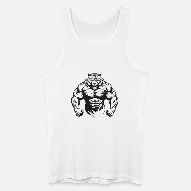 Tiger Bodybuilding - Männer Bio Tank Top - Weiß