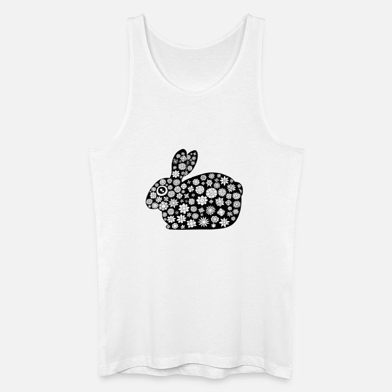 Black rabbit floral pattern - Men’s Organic Tank Top - white