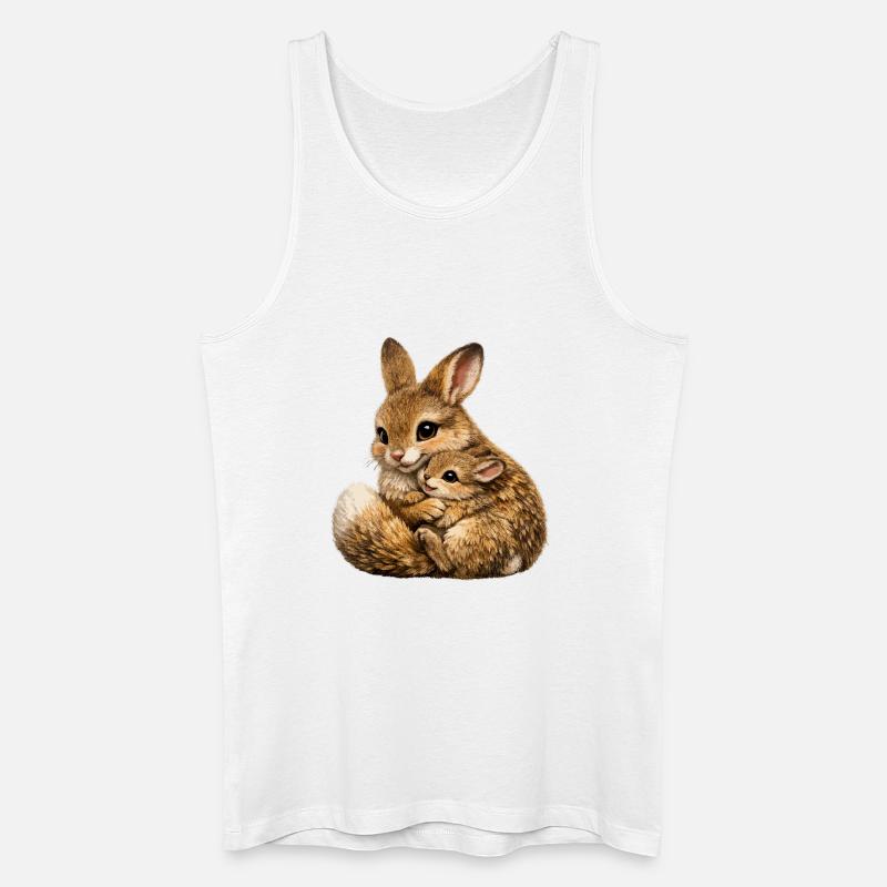 Hase umarmt Mutter und Junges - Männer Bio Tank Top - Weiß