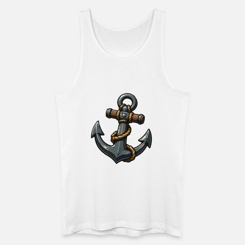 Anker mit Seil Cartoon-Design - Männer Bio Tank Top - Weiß