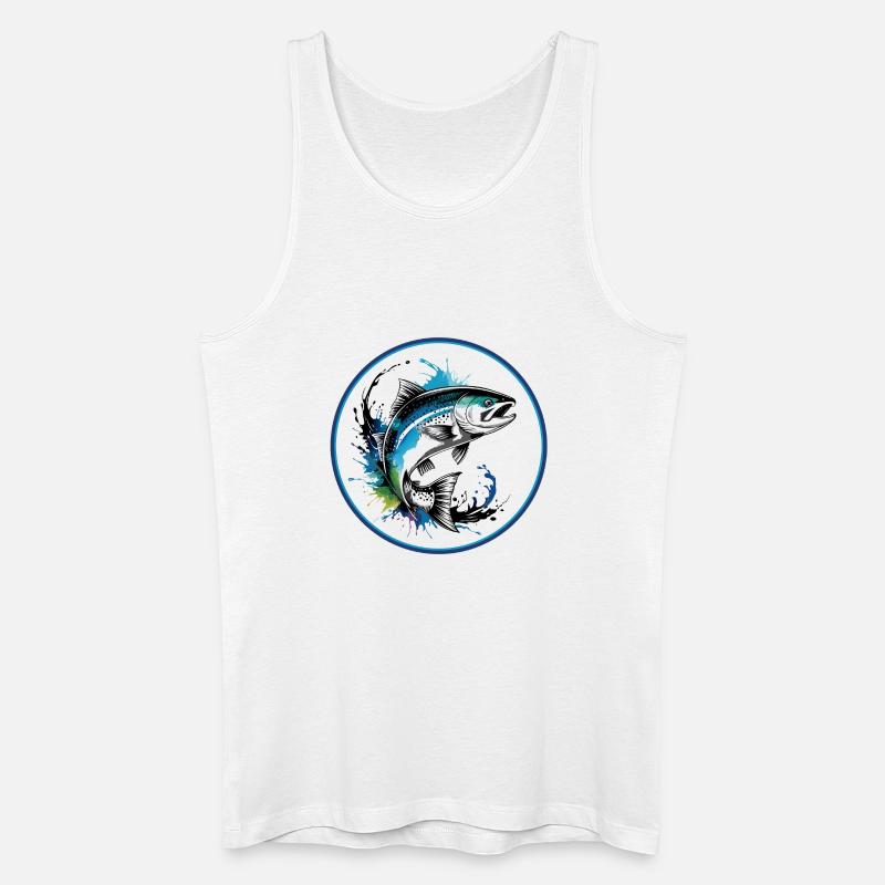 Springender Lachs - Männer Bio Tank Top - Weiß