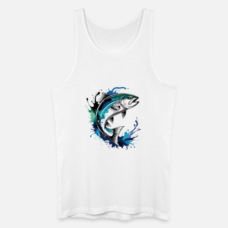 Lachs Sprung - Männer Bio Tank Top - Weiß