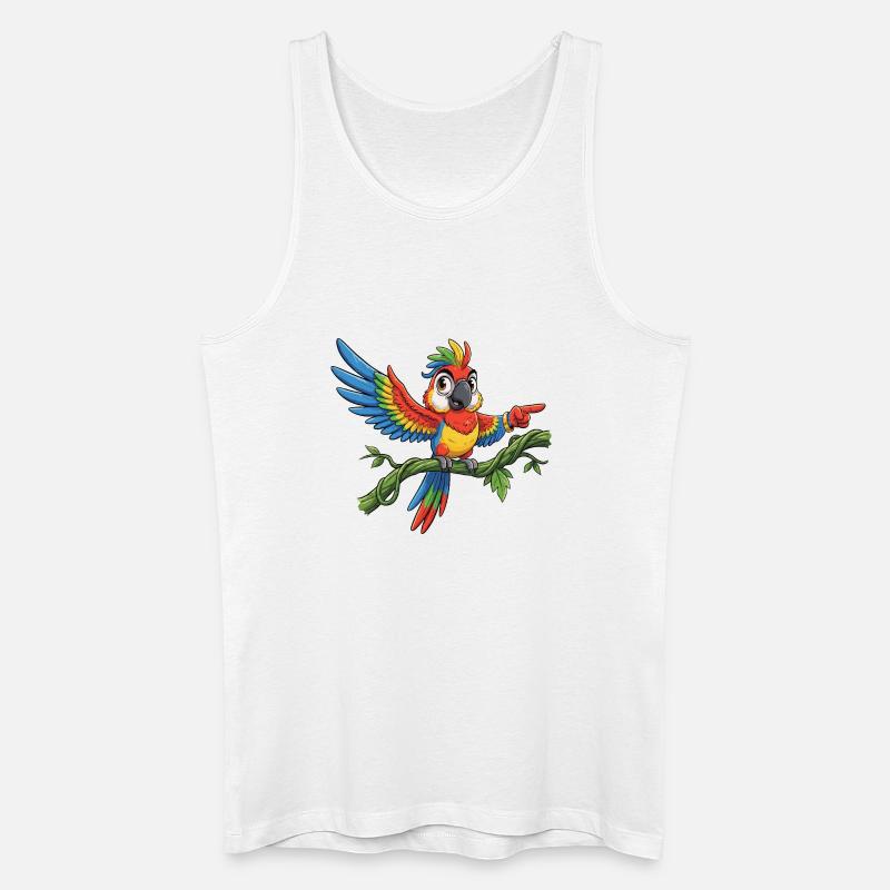Bunter Papagei auf Ast – Pose - Männer Bio Tank Top - Weiß