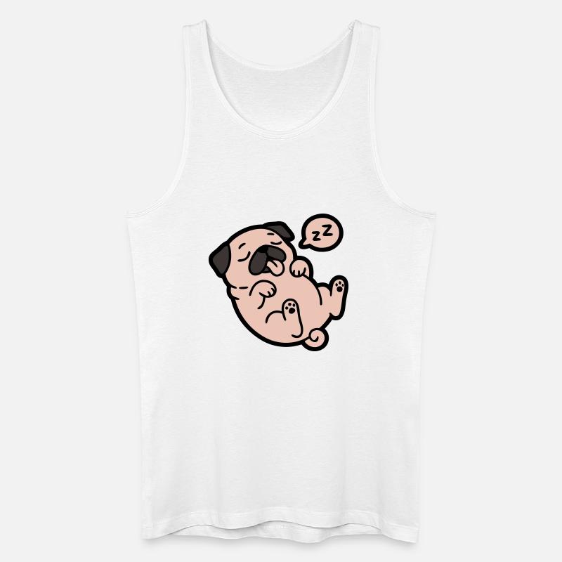 Schlafender Mops Hund Faulenzer - Männer Bio Tank Top - Weiß
