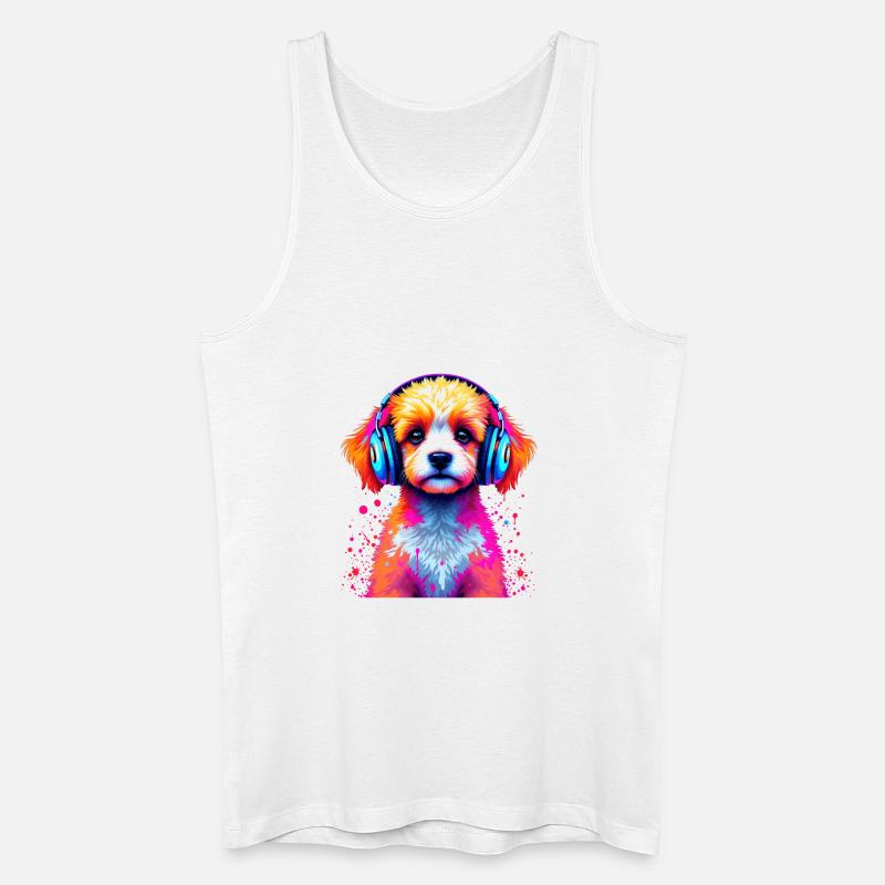 Pudel Kopfhörer - Männer Bio Tank Top - Weiß