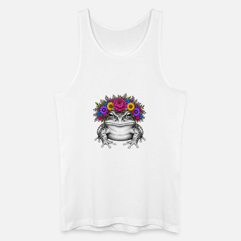 Frosch mit Blütenkrone - Männer Bio Tank Top - Weiß