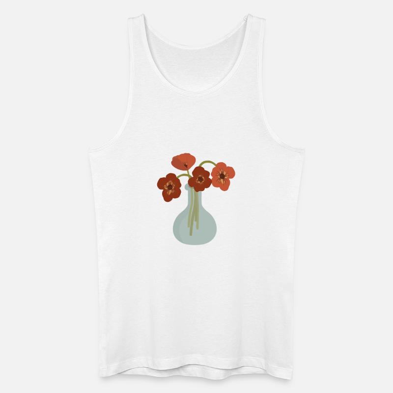 Rote Mohnvase Floral - Männer Bio Tank Top - Weiß