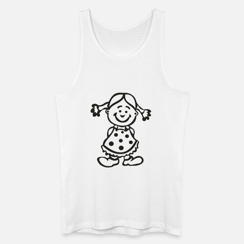 Fröhliches Mädchen mit Punktenkleid - Männer Bio Tank Top - Weiß