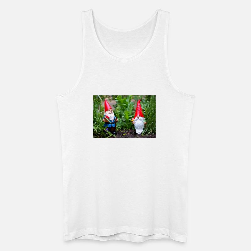 Gartenwichtel im Blumengarten - Männer Bio Tank Top - Weiß