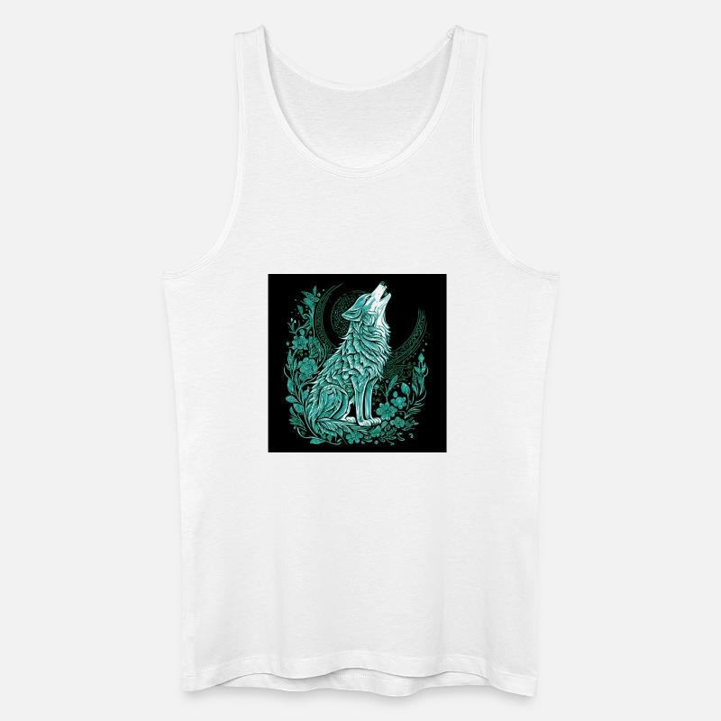Mondwolf Linienstil mit Flora - Männer Bio Tank Top - Weiß
