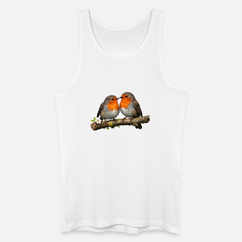 Duo Red Robin auf Ast - Männer Bio Tank Top - Weiß