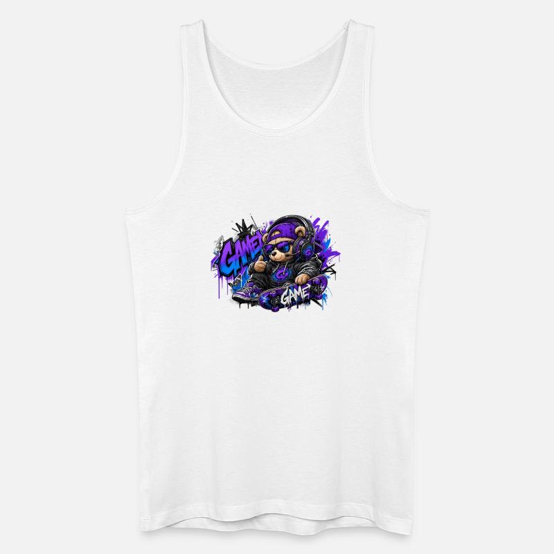 Game Bear Skate Graffiti - Männer Bio Tank Top - Weiß