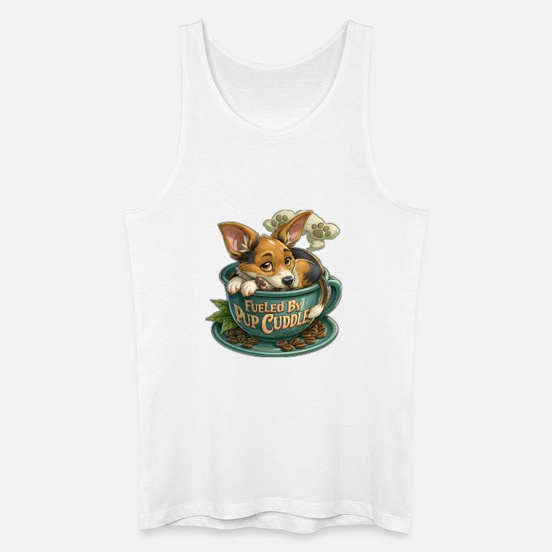 Welpe kuschelt in Kaffeetasse - Männer Bio Tank Top - Weiß