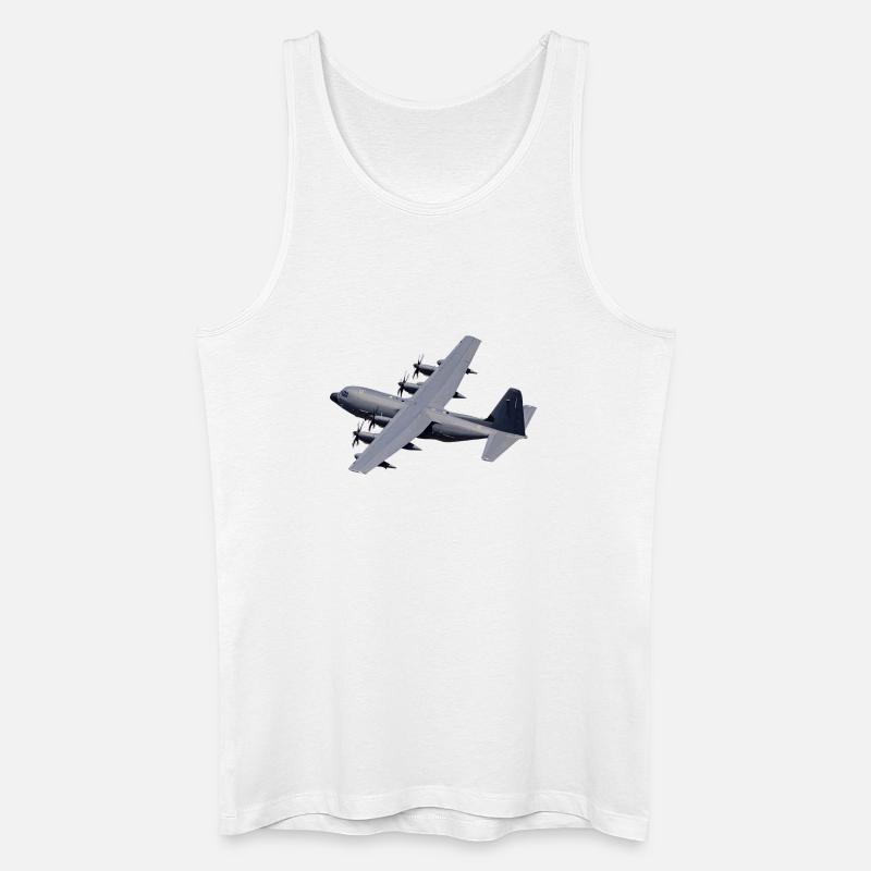 C-130 Grau Silhouette - Männer Bio Tank Top - Weiß