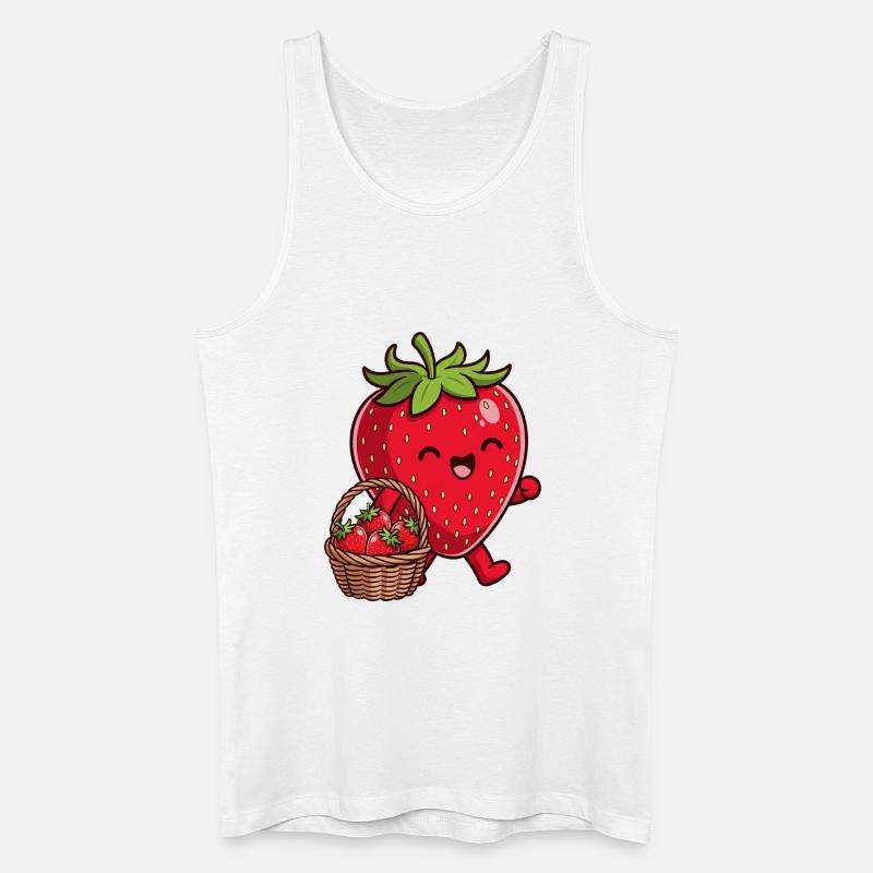 Lustige Erdbeere - Männer Bio Tank Top - Weiß