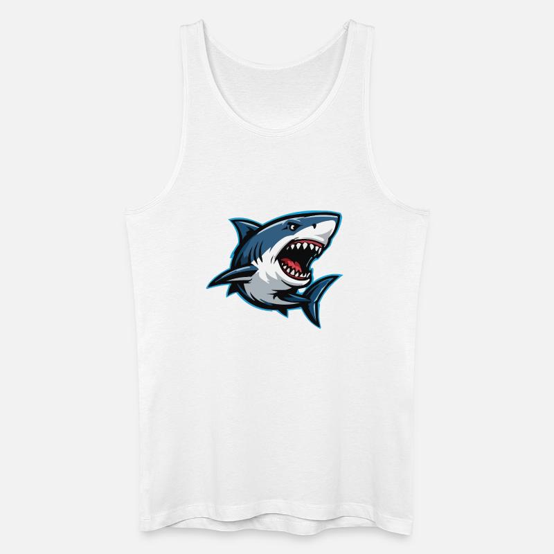 Hai-Karikatur im Blitzstil - Männer Bio Tank Top - Weiß