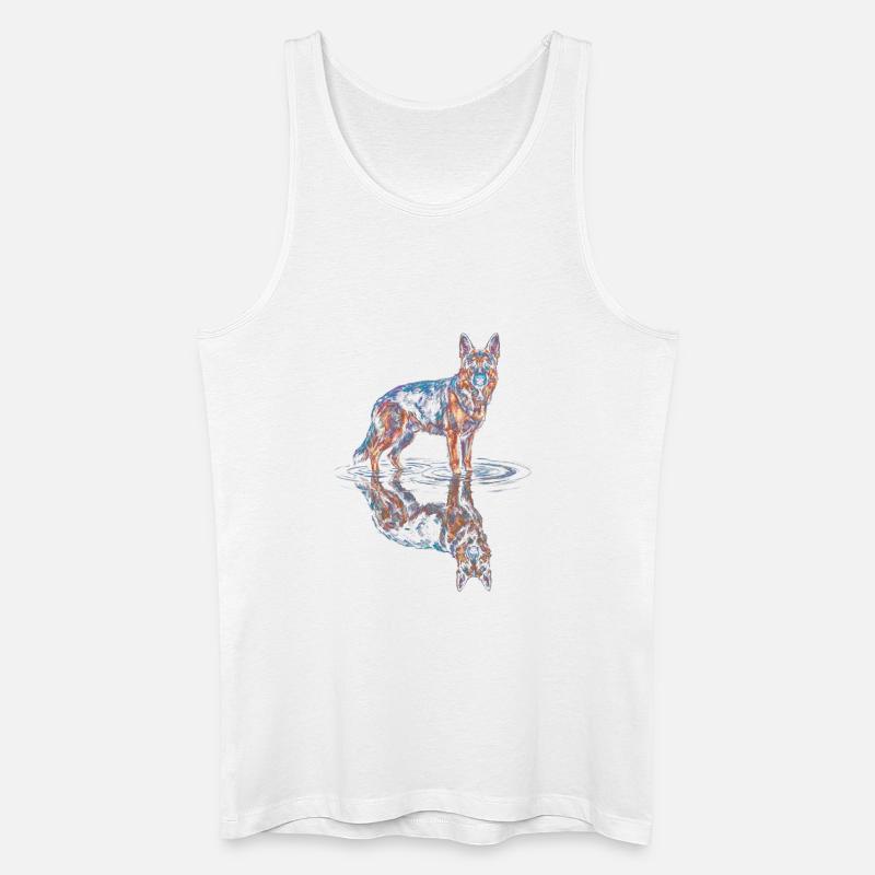 Deutscher Schäferhund mit Wasserreflexion - Männer Bio Tank Top - Weiß