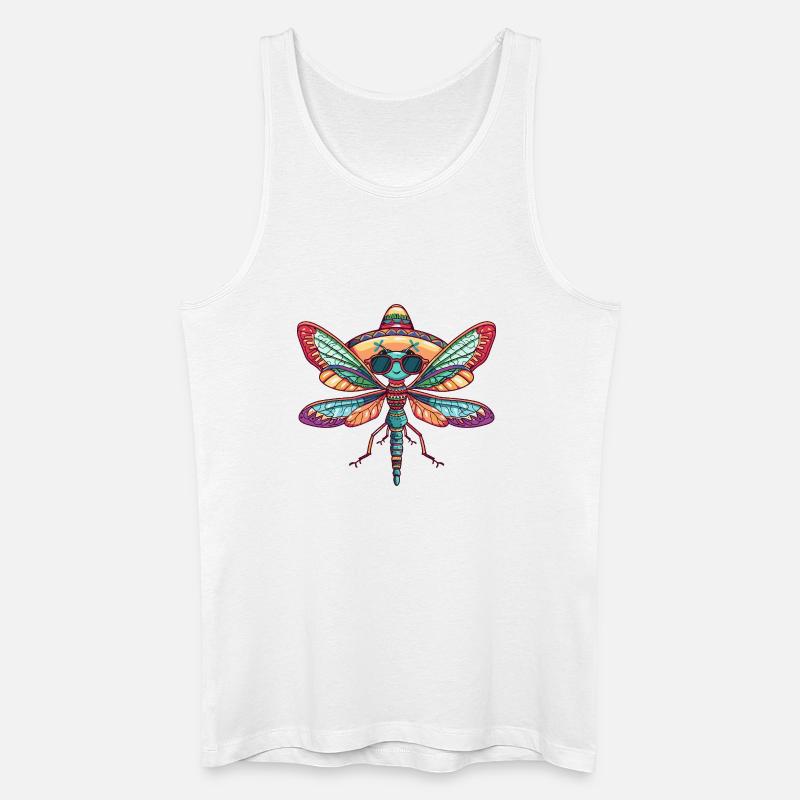Libelle Lustig Sombrero - Männer Bio Tank Top - Weiß