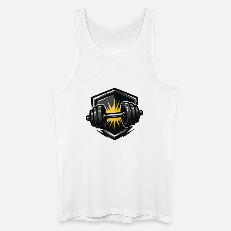 Kraft Schild Hantel Burst - Männer Bio Tank Top - Weiß